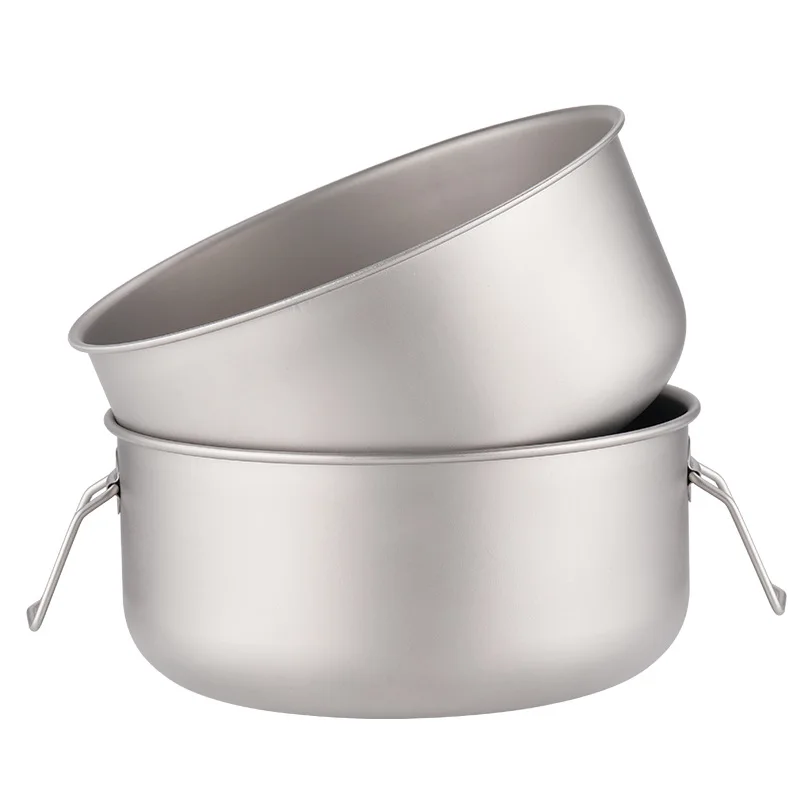 

Outdoor Pure Titanium Pot 2100ml Large Capacity Portable Hanging Pot Camping Tableware Cookware Ultralight Pot Accessories
