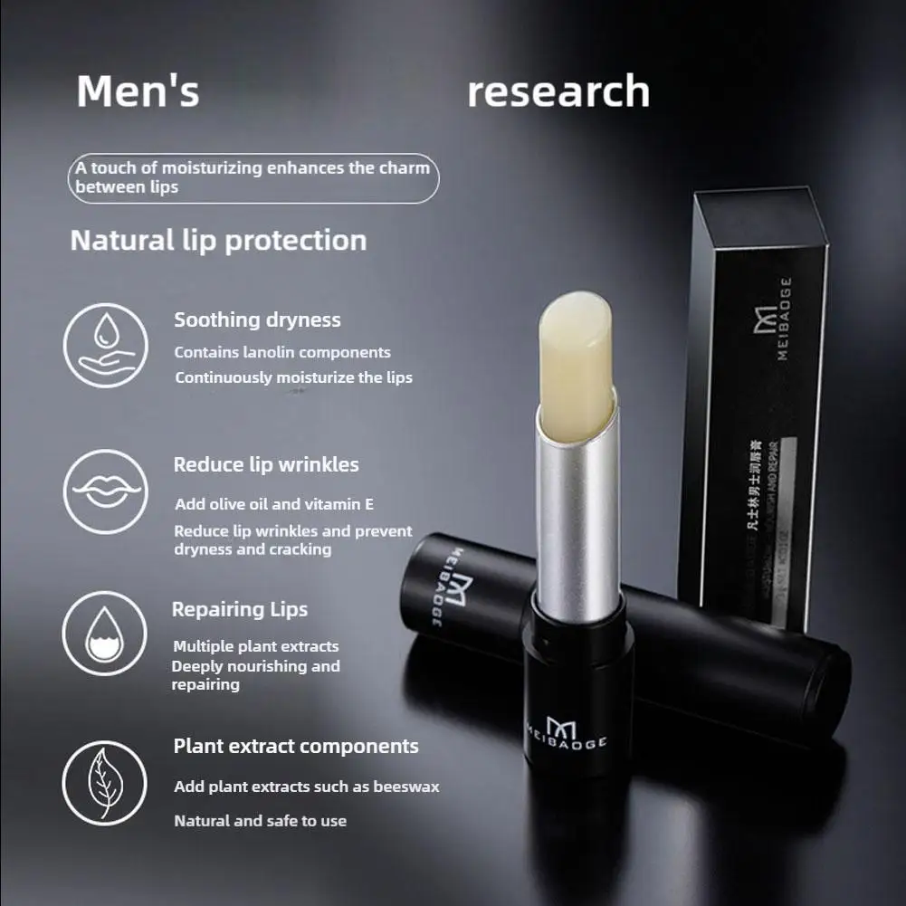 Bálsamo labial anti rachaduras masculino, reparador hidratante, batom hidratante, nutritivo, lábios Produtos para cuidados com a pele