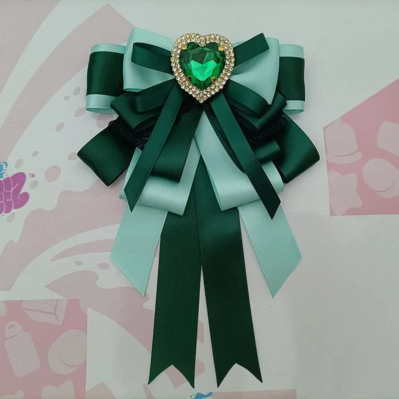 Original Lolita Bow Support Bar Accessories Girl Dress Collar Lace Ribbon Love Water Diamond Bow High End Handmade Jewelry Gift