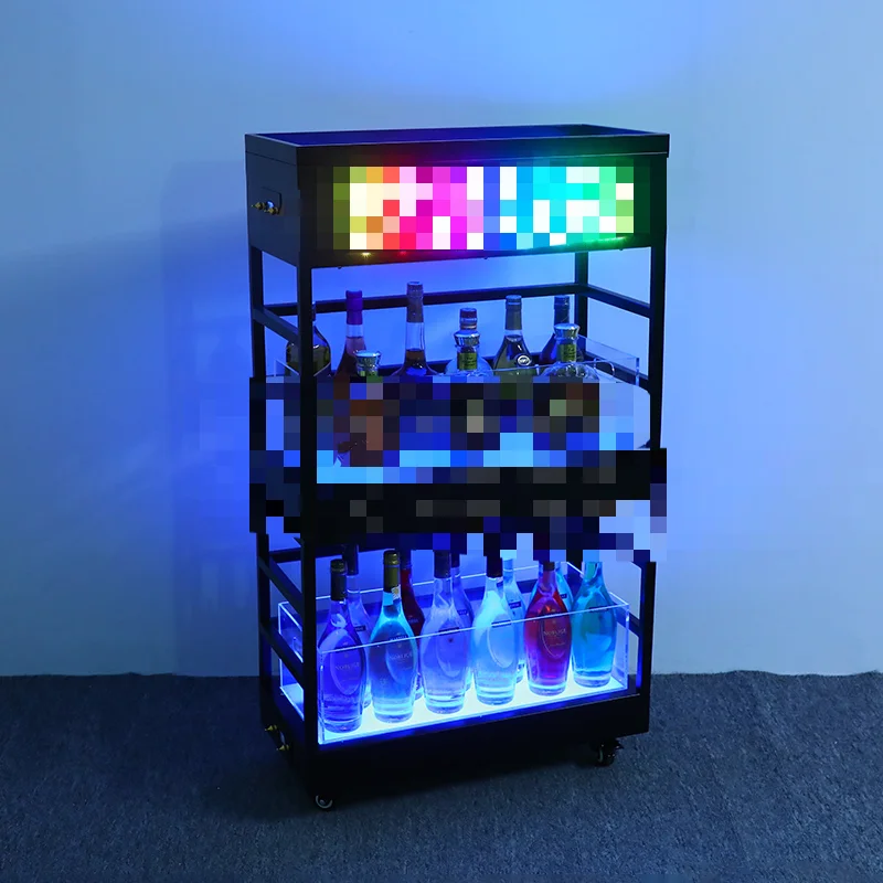 LED bar  cabinet electronic display screen  rack two-layer foreign wine display mobile luminous champagne