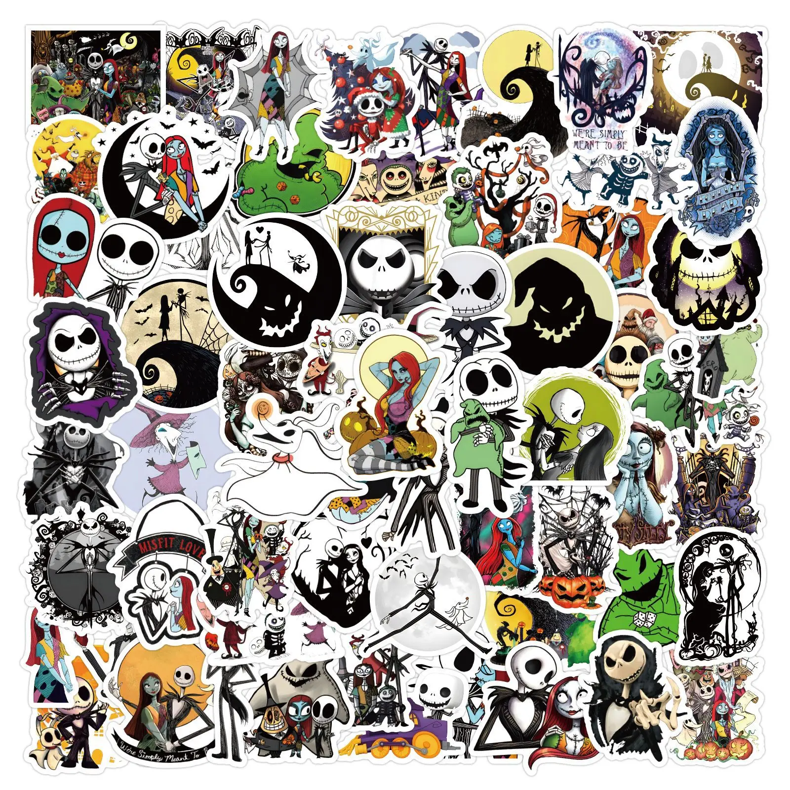 60 Stück Halloween Cartoon The Nightmare Before Christmas Dekorations-Handbuch Schreibwaren Tasse Computer Wasserdichte Aufkleber – Detail 7