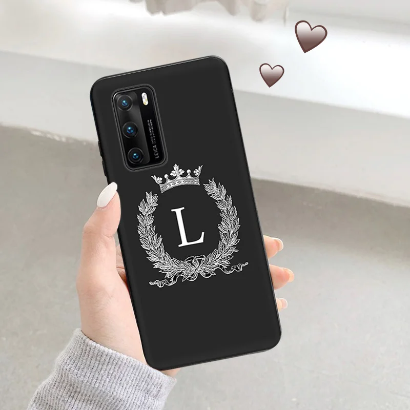 Ultra Thin Soft Case For Huawei P40 P30 Lite P20 Pro P Smart Moto G200 G30 G31 One Fusion U-Z Crown Letters Black Back Cover