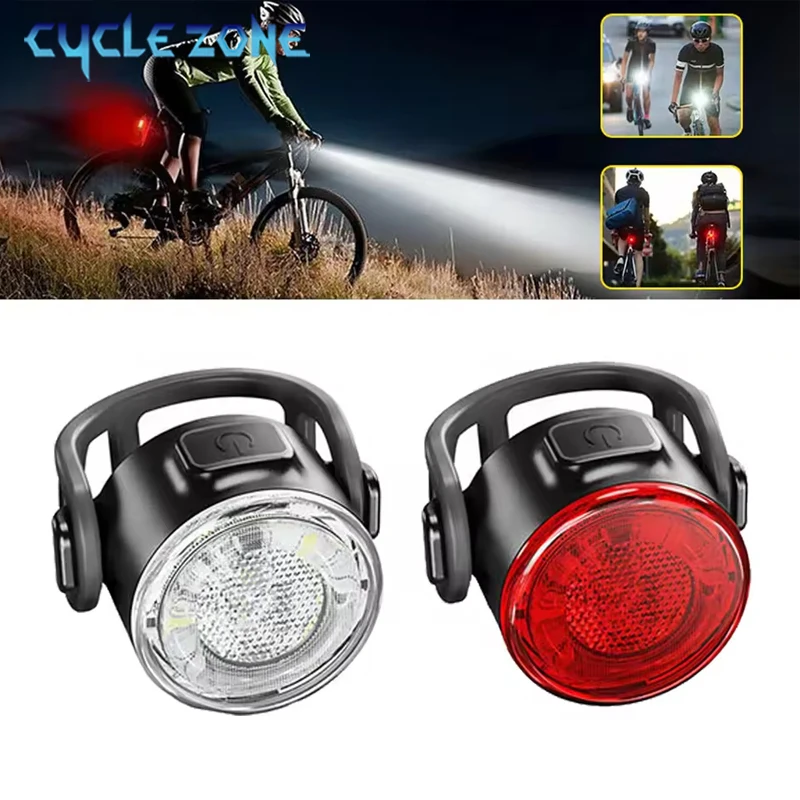 

Cycling Taillight Rechargeable Bicycle Lights Red/White Night Riding Safety Warning Tail Light 6 Modes Bike Headlight Rear Lamp