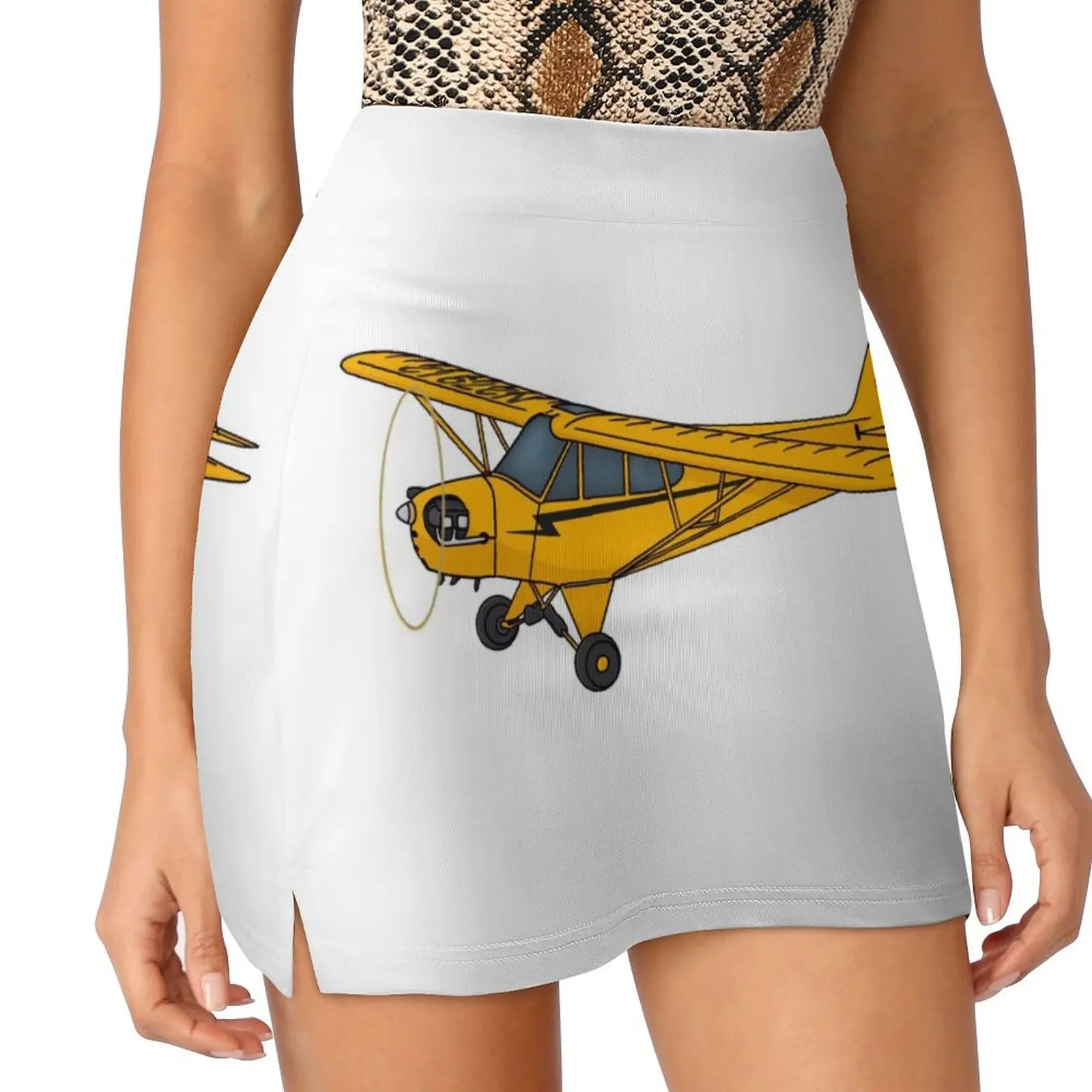 Piper J-3 Cub Airplane Art Mini Skirt mini denim skirt fashion night club women fairy grunge