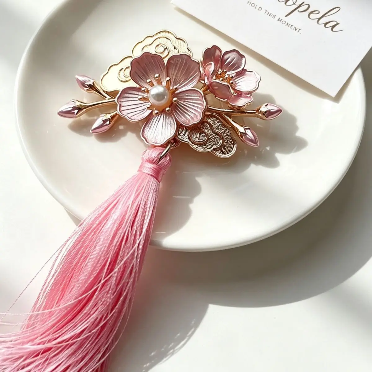 Apricot Bloosom Fashion Tassel Brooch Vintage Enamel Flower Pins Women Brooches Woman Accessories Festival Gift for Girls