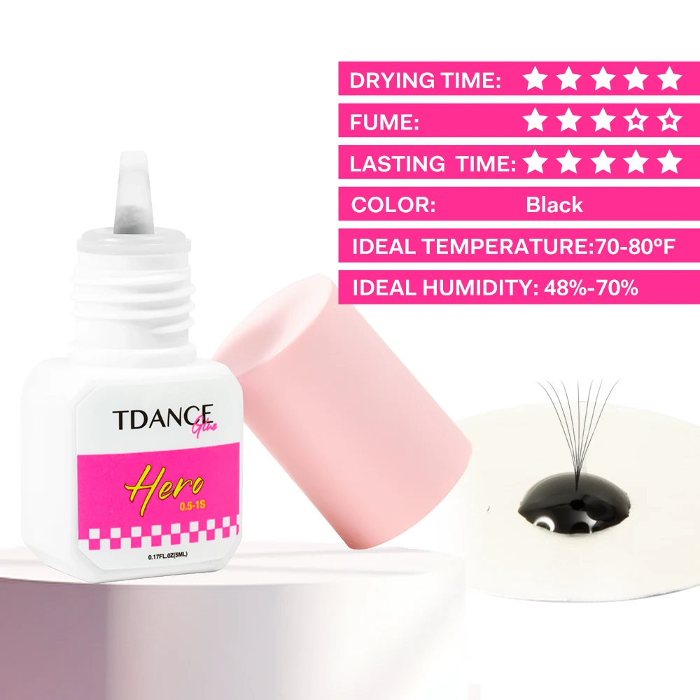TDANCE 0.5-1秒速乾 ヘローアイラッシュエクステンション グルー 5ml アップグレードパッケージ 長持ち 7-8週間持続 アイラッシュエクステンション用