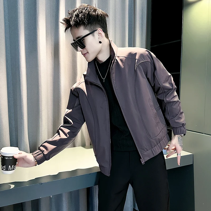 

Faionable Versatile Men's Jaet Sli Trendy Streetwear Outerwear Casual Long Sve Zipper Closure No Fill Lightweight