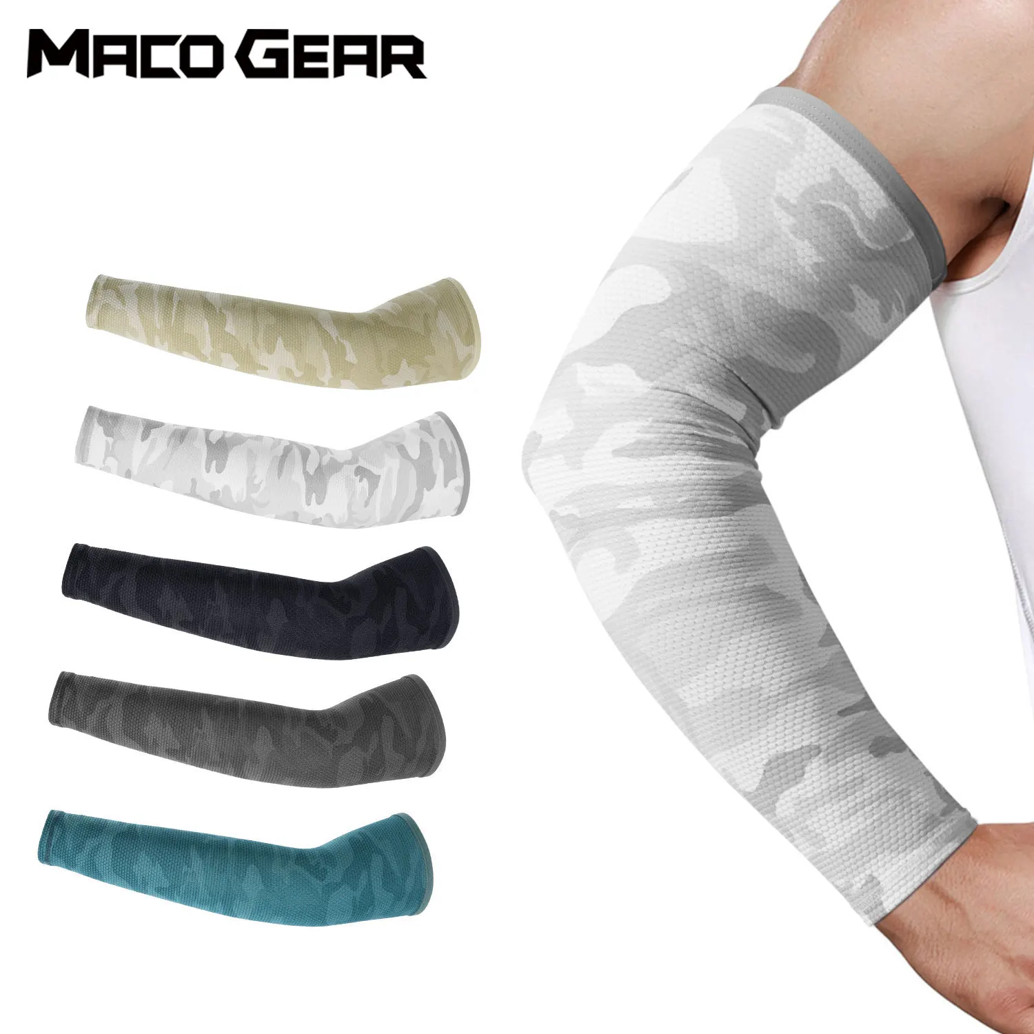 Elastic Arm Sleeves Ice Silk Sleeve Cool Breathable UV Protection Arm Cover for Drive Riding Running Fishing Outdoor Sports Gear