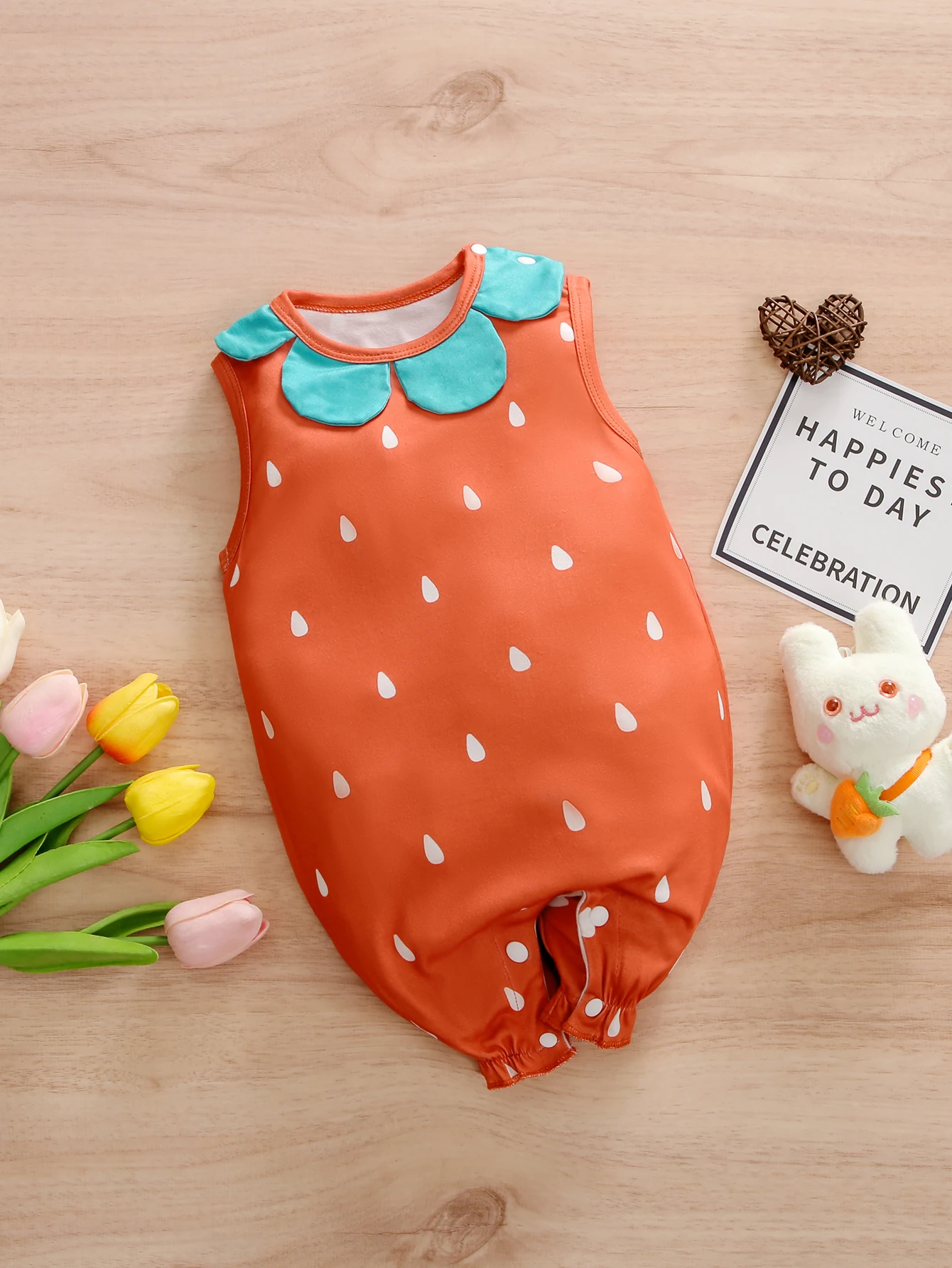 

One-piece baby summer thin style baby full moon hundred days strawberry sleeveless ha-i super cute summer clothes outdoor clothe