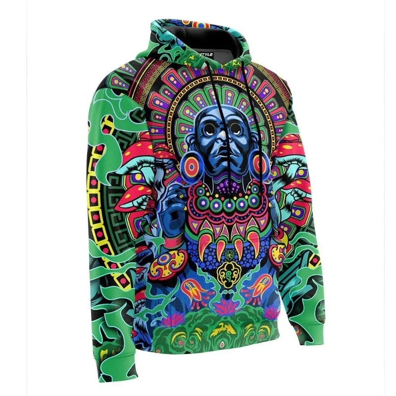 

Men's Colorful Art Mexico 3D Printed Casual Long Sleeve 2025 Top Fashionable Hot Selling Comfortable Polyester Fiber Hoodie