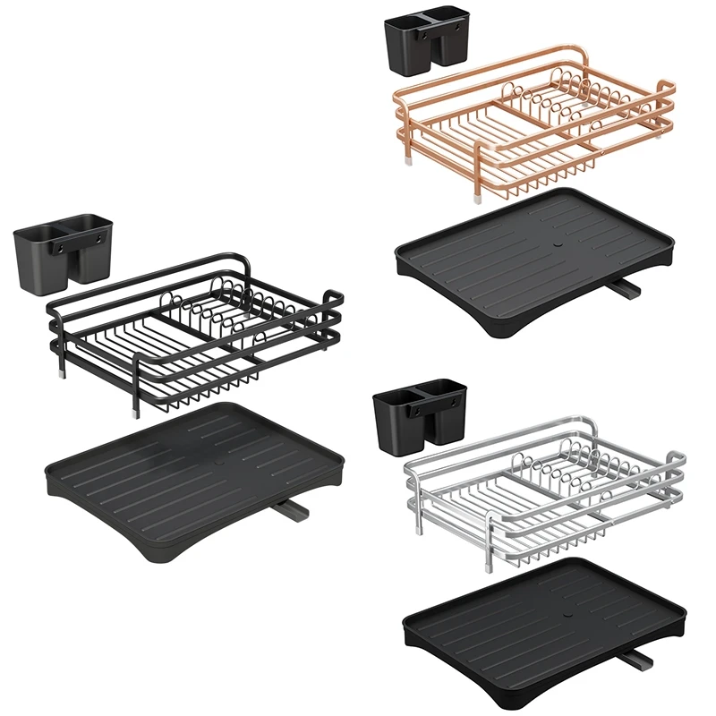 

Drainer Rack Dish Drying Rack Aluminium Alloy Dish Rack Kitchen Organizer Storage Drainer Drying Plate Shelf Sink