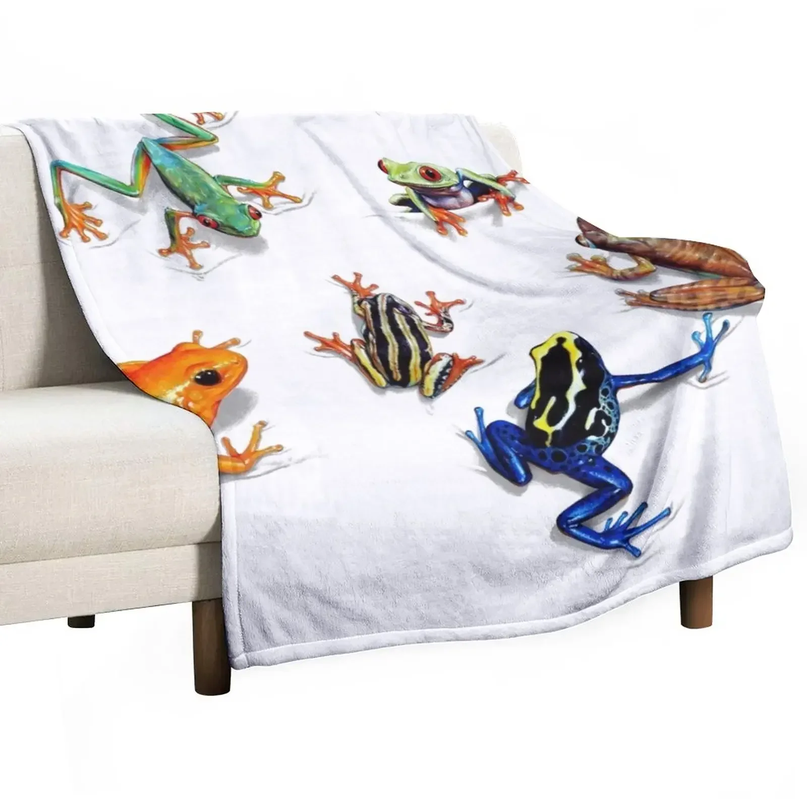 

Tropical Frogs Throw Blanket Fluffy Shaggy Loose Beautifuls Blankets