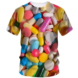 Summer Men 3d Printed Hip Hop Pill Capsule T-Shirt Fun O Neck Short Sleeve Street Trend Funny Creative Baggy Plus Size Top