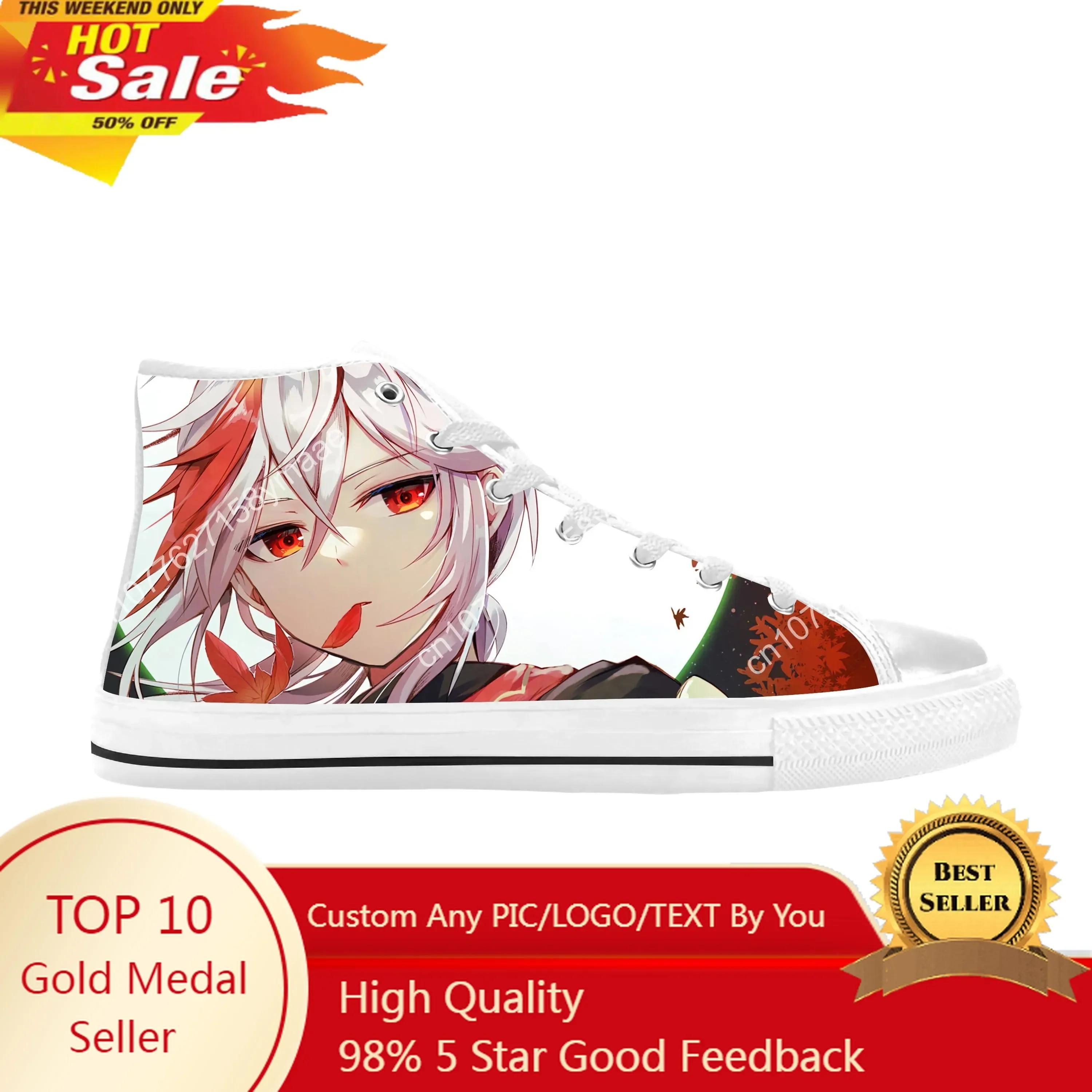 Anime Manga Game Genshin Impact Kaedehara Kazuha Casual Cloth Shoes High Top Comfortable Breathable 3D Print Men Women Sneakers