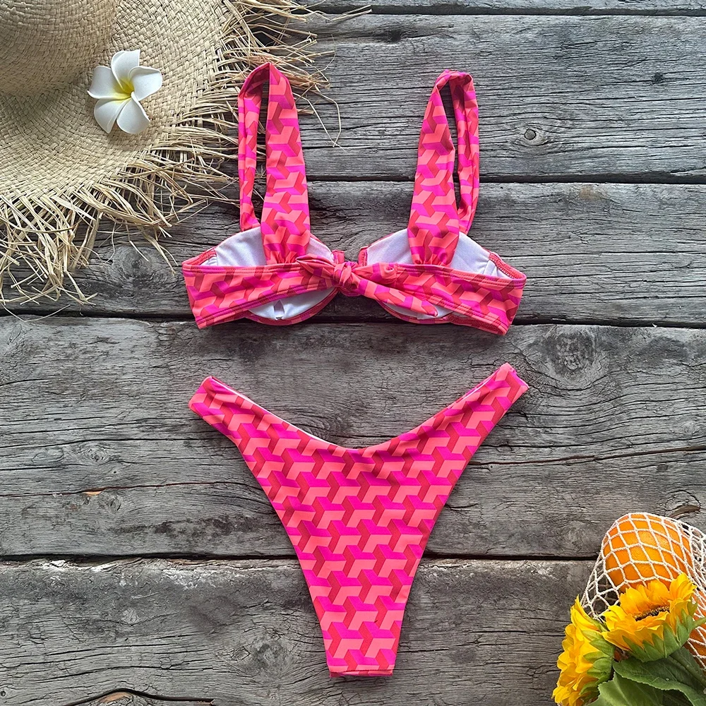 Sexy Micro Bikini 2023 Women Colorful Plaid Push Up Padded Thong Swimsuit Female Cut Out Bathing Suit Swimwear Trajes De Baño