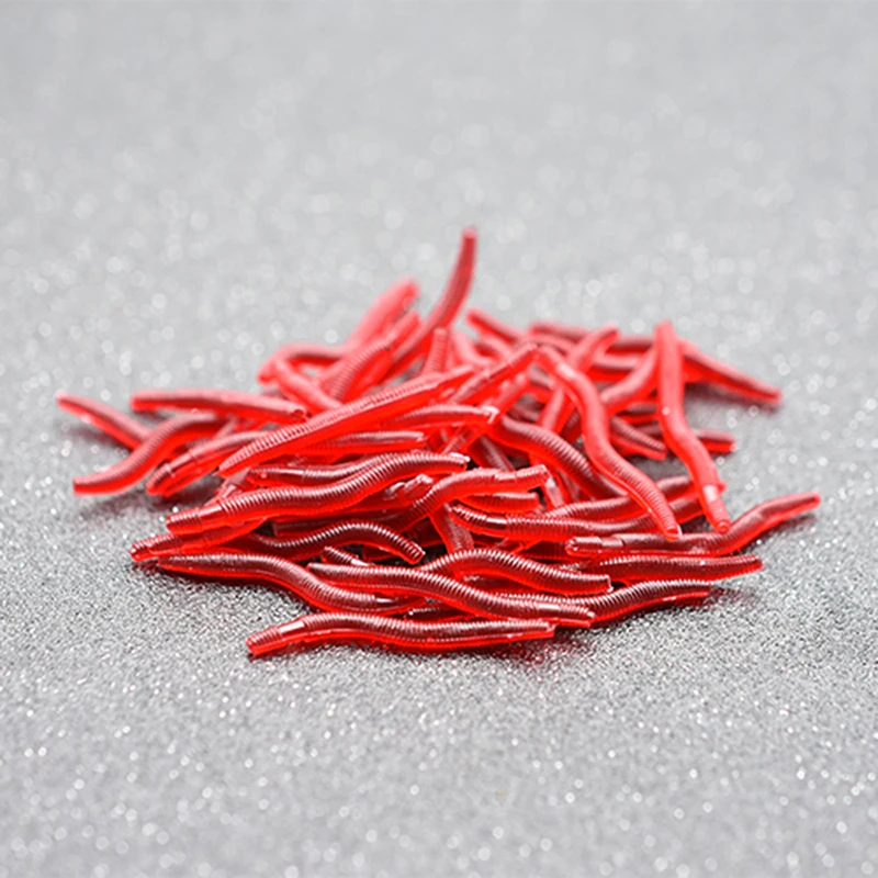 Lifelike Red Worm Soft Lure Earthworm Ice Winter Fishing Silicone Artificial Bait Fishy Shrimp Additive Bass Carp Peche