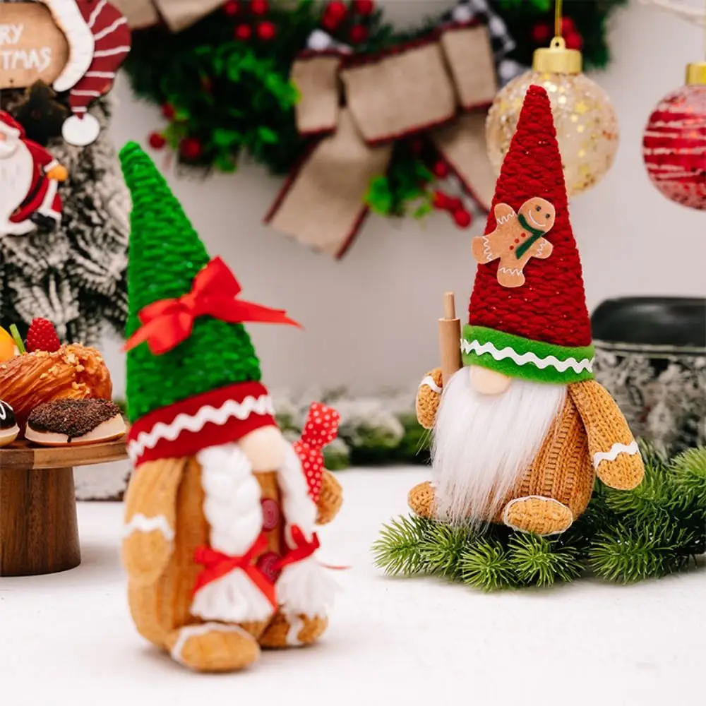 Long Hair/Long Beard Christmas Elf Dwarfs Dolls Candy Handmade Gingerbread Dwarf Dolls Soft Plush Winter Gnomes Decorations