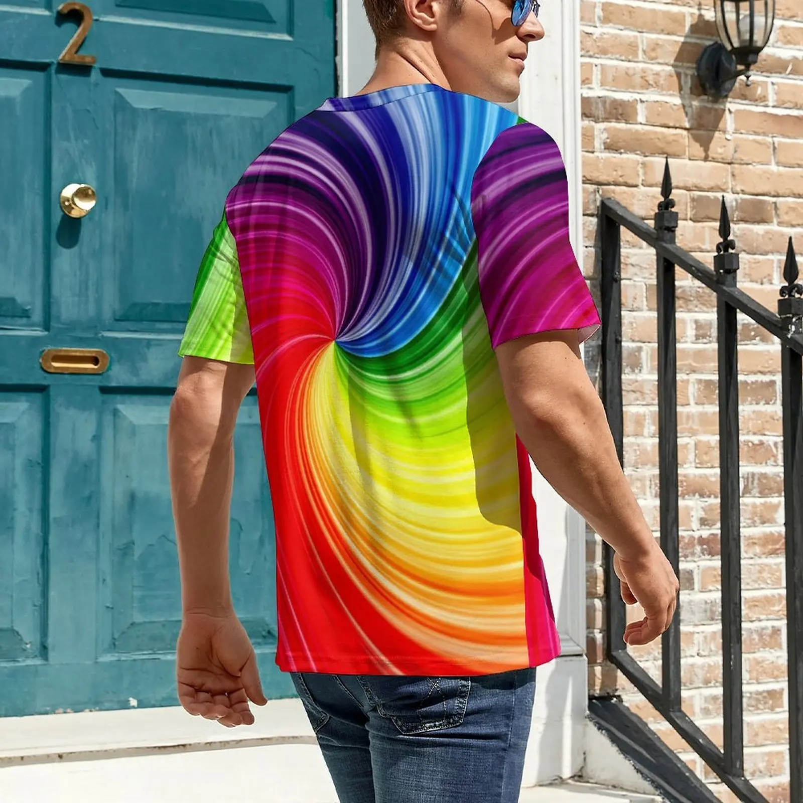 Abstract Rainbow T Shirt Spectral Twirl Trendy T-Shirts Short Sleeve Graphic Tshirt Wholesale Beach Casual Plus Size Top Tees