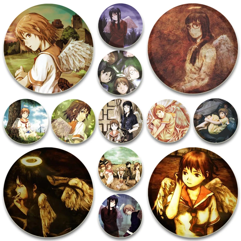 Anime Haibane Renmei Pins Cartoon Figure Brooch Ailes Grise Charcoal Feather Federation Badge Backpack Shoes Jewelry Accessories