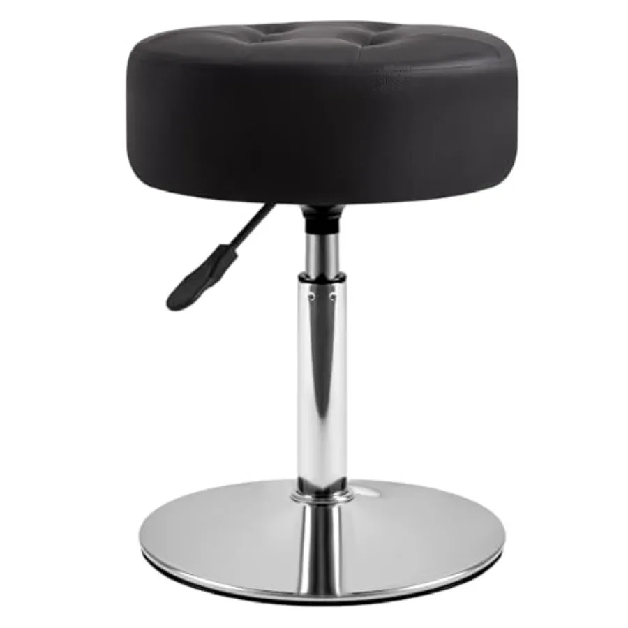 

Height Adjustable 360°Swivel Vanity Stool Tufted Round Vanity Chair for Makeup Room Faux Leather Vanity Stool for Bathroom Livi