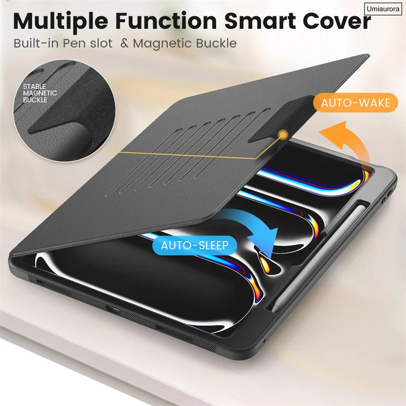 

Магнитный чехол-книжка для iPad Mini 8.3" A17 Pro 11 Air 10.9 13 дюймов M2 M3 M4 M5, противоударный, с подставкой и отделением для карт