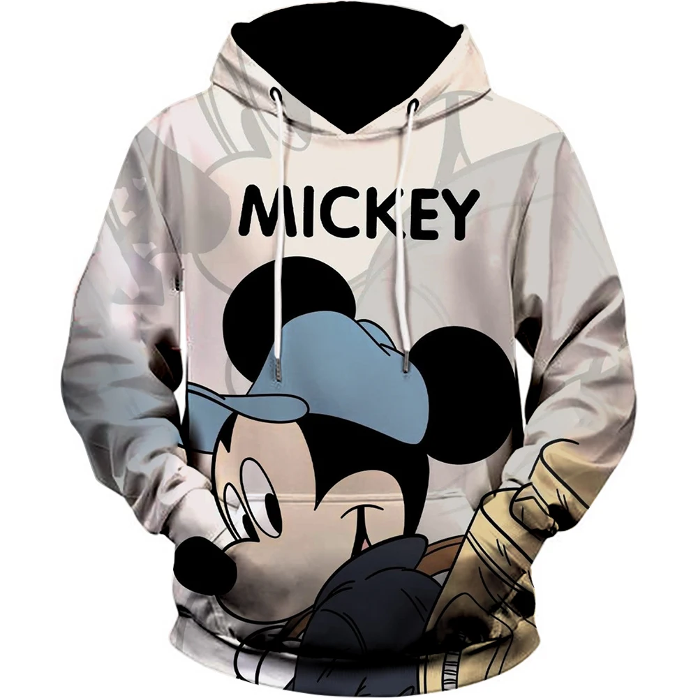 Hip Hop Trendy Street Cartoon Stitch 3D Hoodie Men's Long Sleeve Hoodie Mickey Fashion Sports Adult Drawstring Street Clothing