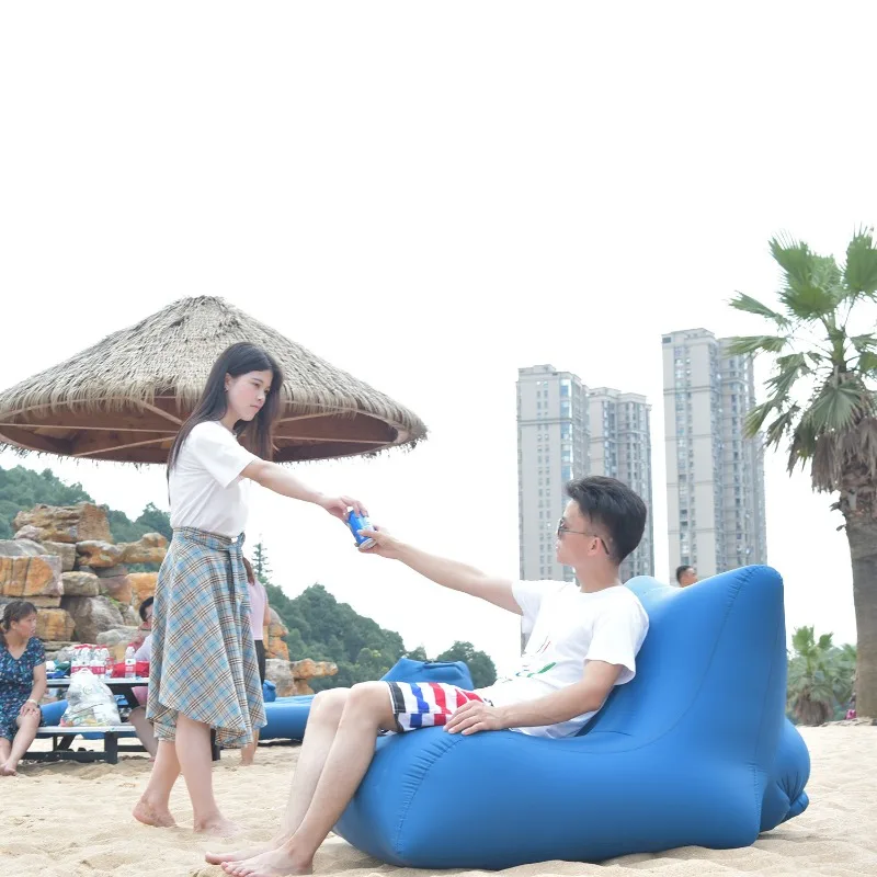 Outdoor Beach Inflatable Sofa Single Inflatable Sofa Lazy Cushion Bed Outdoor Furniture Camping Portable Folding Bed Seat