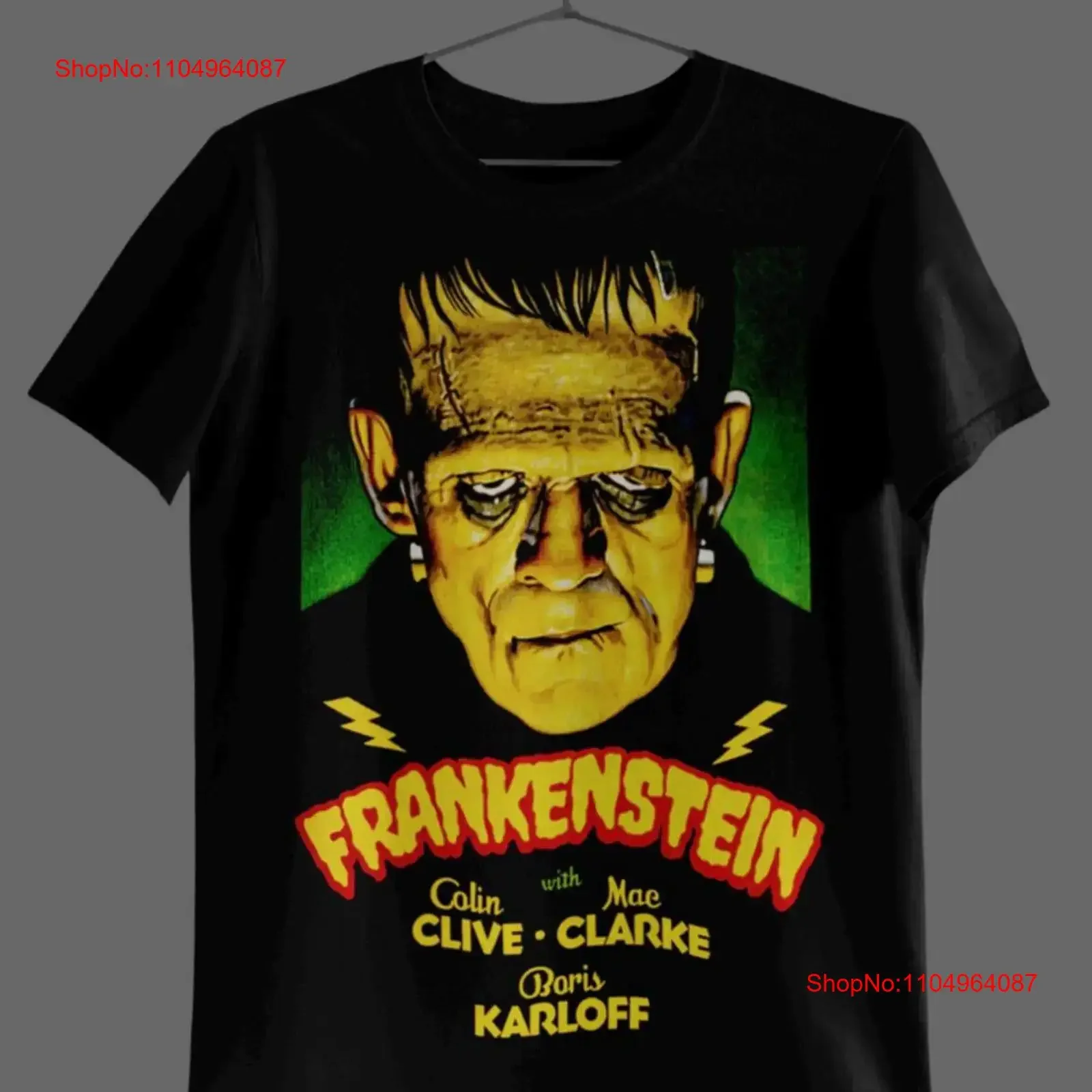 

Frankenstein retro black cotton T shirt up to 5XL vintage Washed Top For Everyday Wear graphic Soft designer clothes Unisex