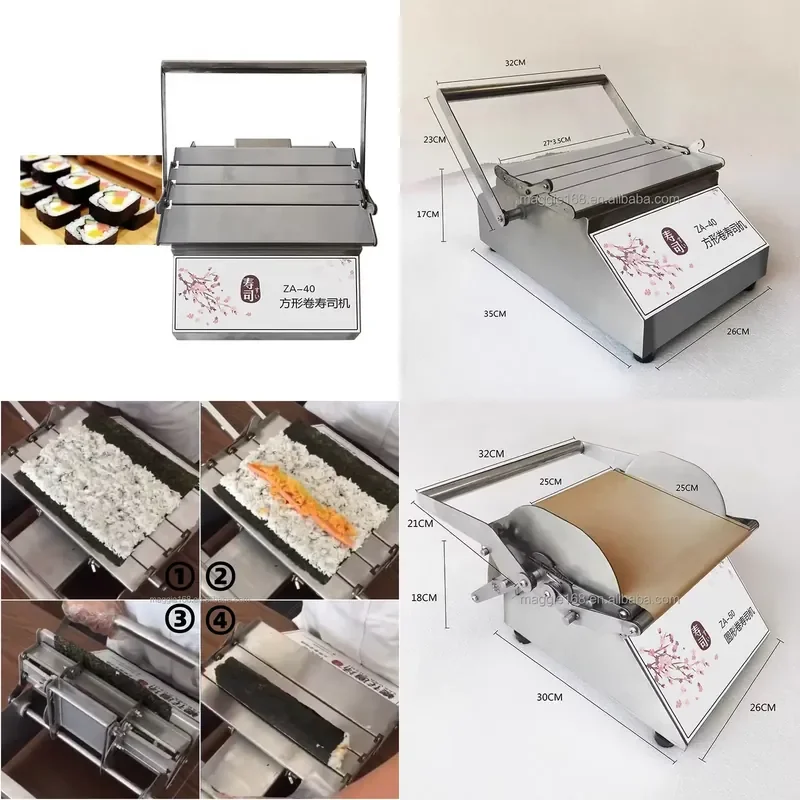 SFW-Zertifizierte Manuelle Sushi-Maki-Maschine Typ 3,5-4 CM Durchmesser Runde/Quadratische Form mit Futo Maki/Hoso Maki