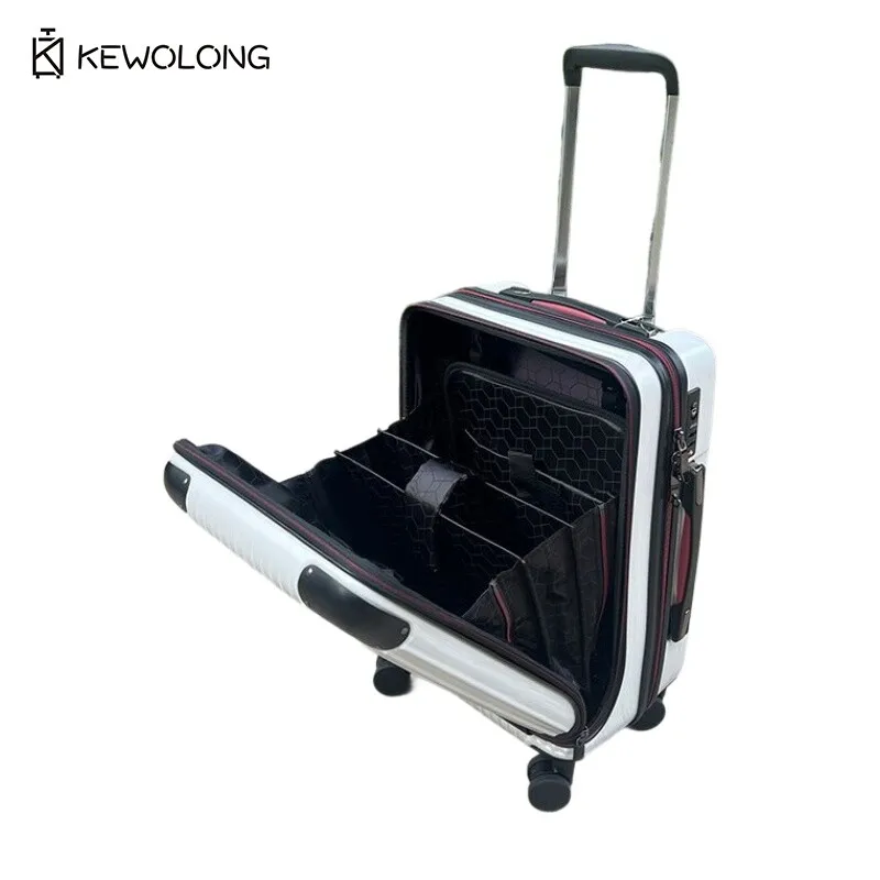 20-дюймовый передний открытый чемодан для ПК с бесшумными тормозными колесами и отделением для ноутбука, ручная кладь с 360° °   Спиннерные колеса