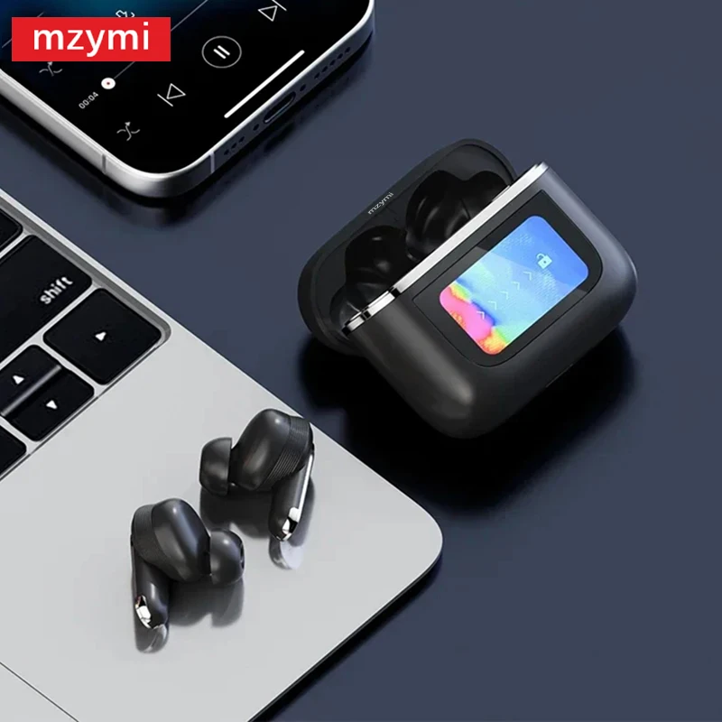 

mzymi V8 Pro ANC Wireless Earphones Touch Control Bluetooth Headphones TWS Earbuds Sports Headset With Mic Smart Screen Display