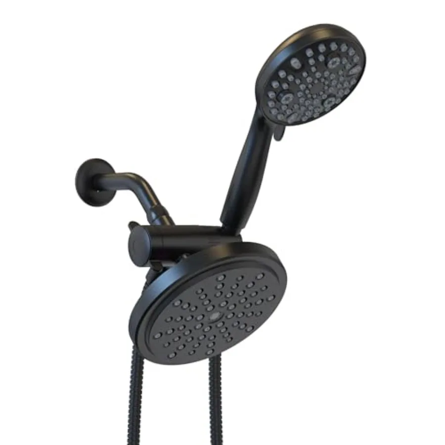 

7" Rain Shower with Handheld Combo with 5-ft Shower Hose - 10-Spray Settings Brass Connectors Pause + Clean Jet