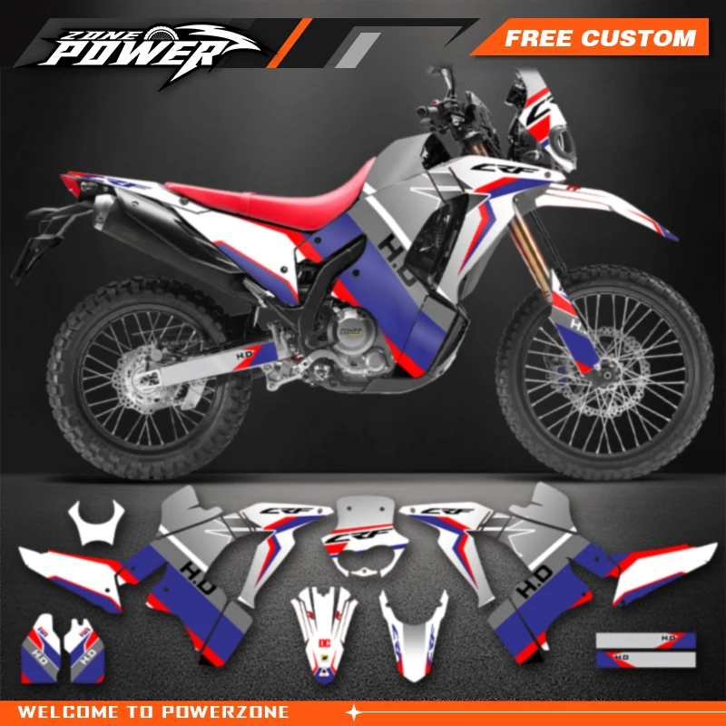 Powerzone Motorcycle Graphic Decal Stickers Kits For Honda CRF250 300 RALLY 2021 Number Name Customize 02