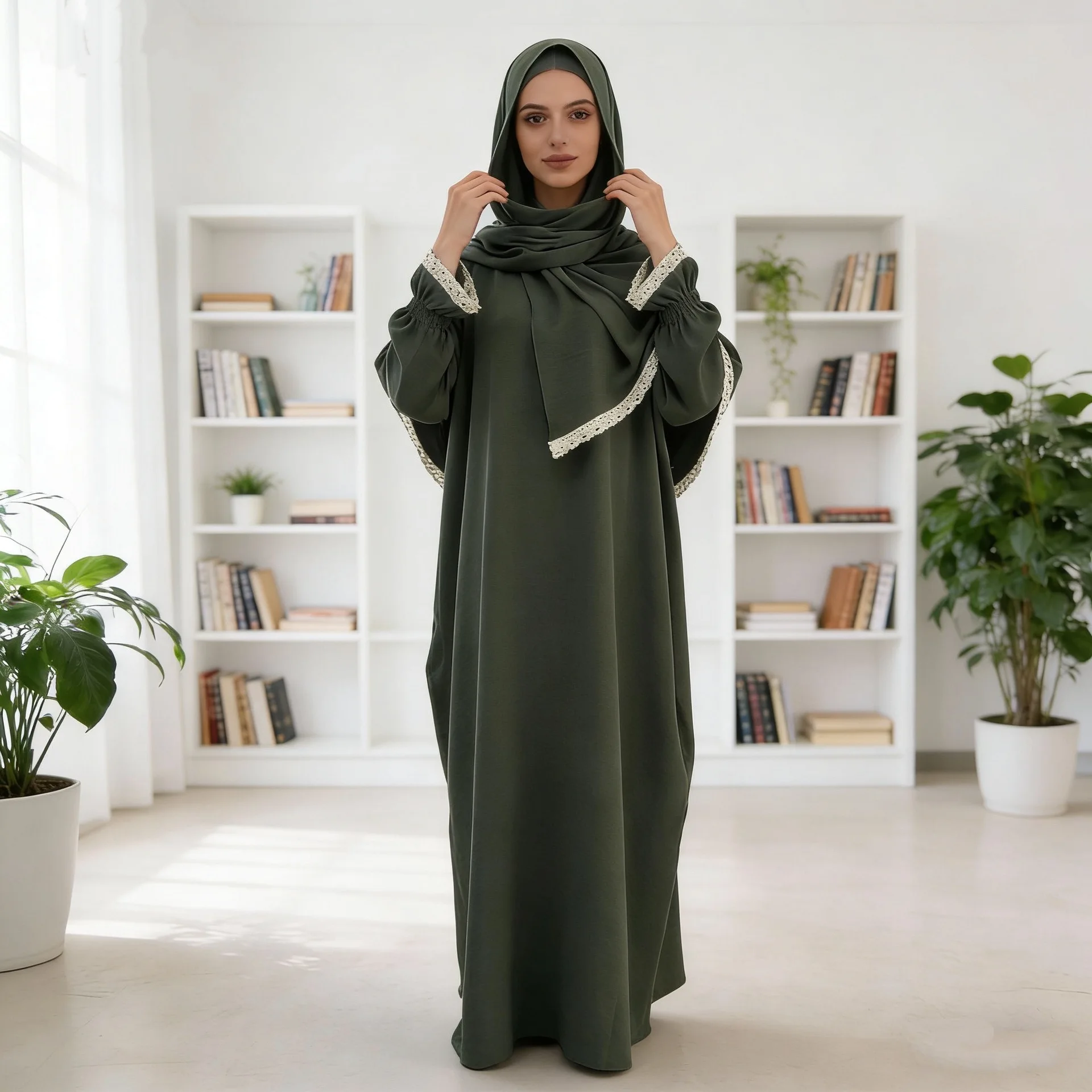 

Eid Lace Hijab Abaya Dubai Kaftan Women Muslim Dress Ramadan Turkey Caftan Marocain Femme Robe Islam Clothing Jalabiya Vestidos