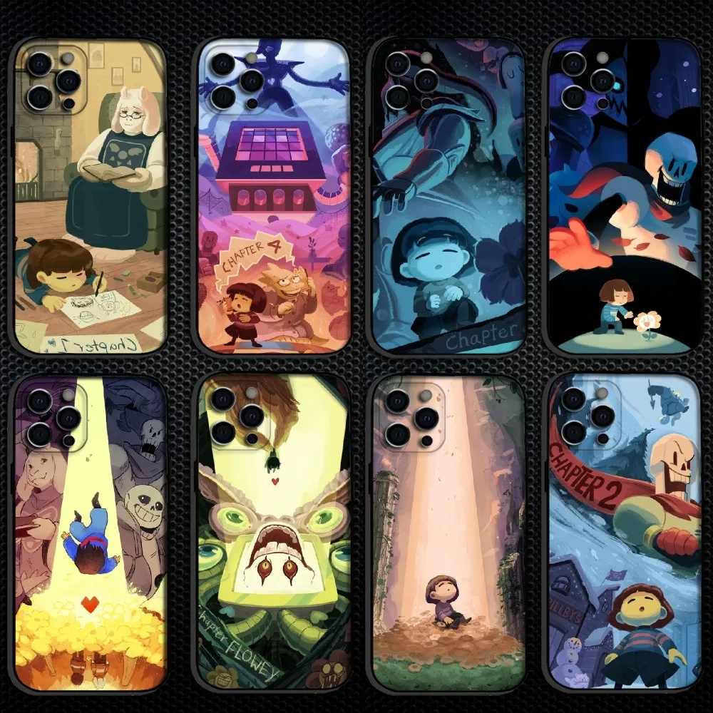 

chapter art undertale Phone Case For iPhone 16,15,14,13,12,11 Plus,Pro Max, Soft Silicone Black Cover
