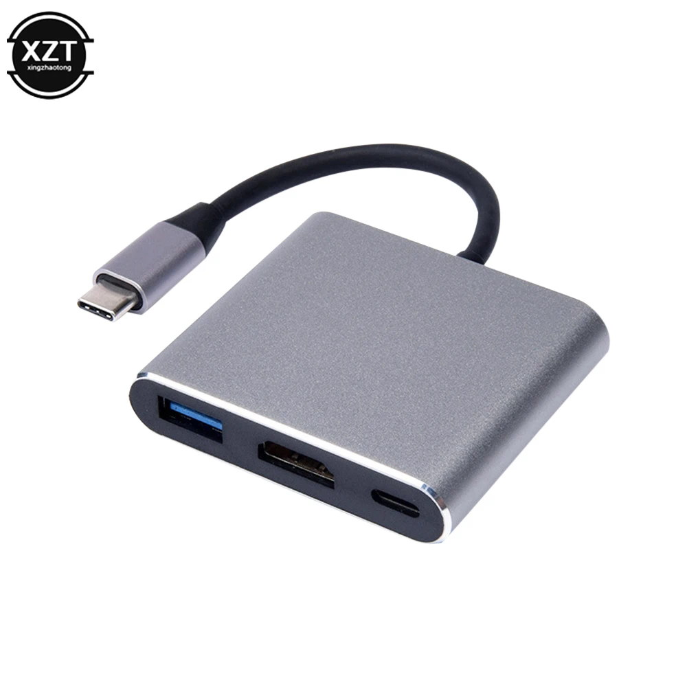 5V 3A 3 in 1 Type C To HDMI-compatible USB 3.0 Charging Adapter USB-C 3.1 Hub for Mobile phone Computers MAC Microsoft Switch