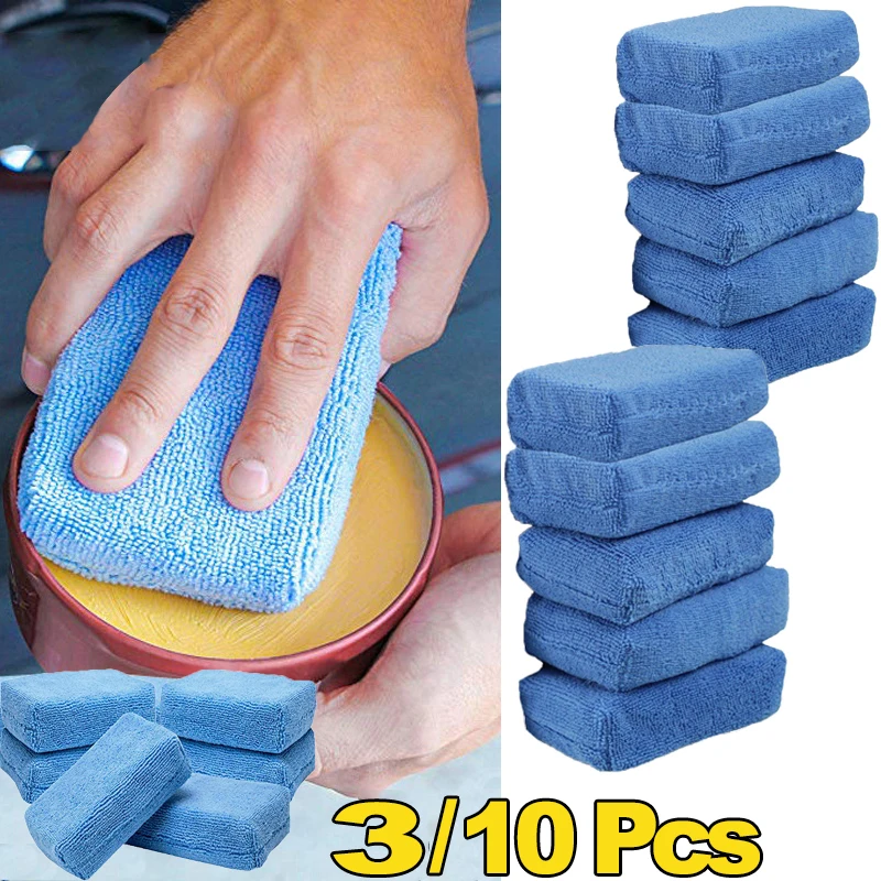 3/10Pcs Car Waxing Sponges Foam Pad Rectangle Auto Detailing Wax Applicator Pads Car Detailing Polishing Sponges Cleaning Tools