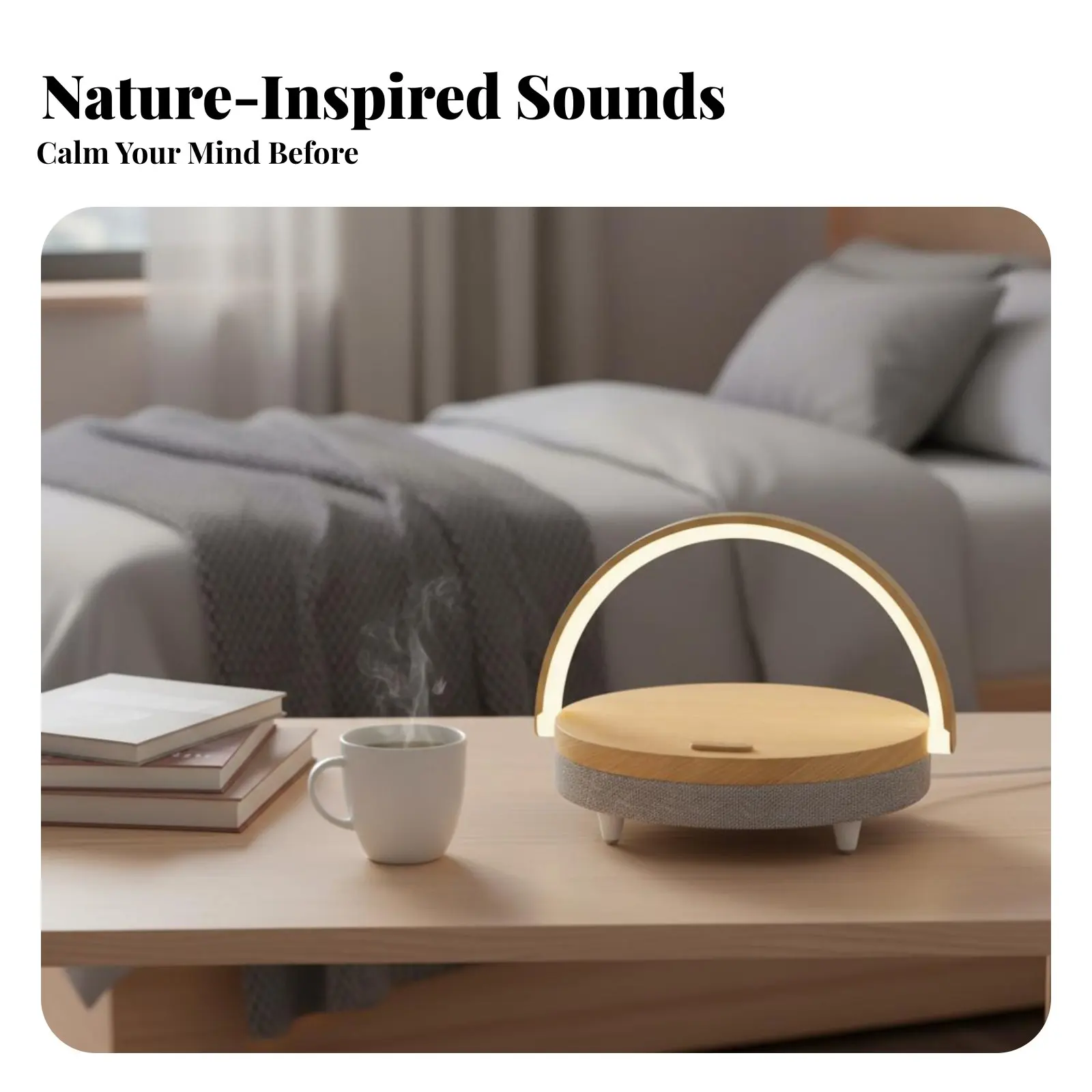 Nordic Minimalist Bedside Lamp with Charging, Night Light Speaker Table Lamp for Bedroom Ambience, Adjustable Brightness view 5