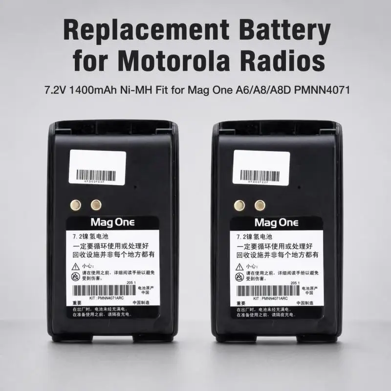 PMNN4071AC 7.2V 1400mAh Ni-MH Replacement Battery Compatible with Motorola Mag One A6 A8 A8D PMNN4071 Two Way Radio