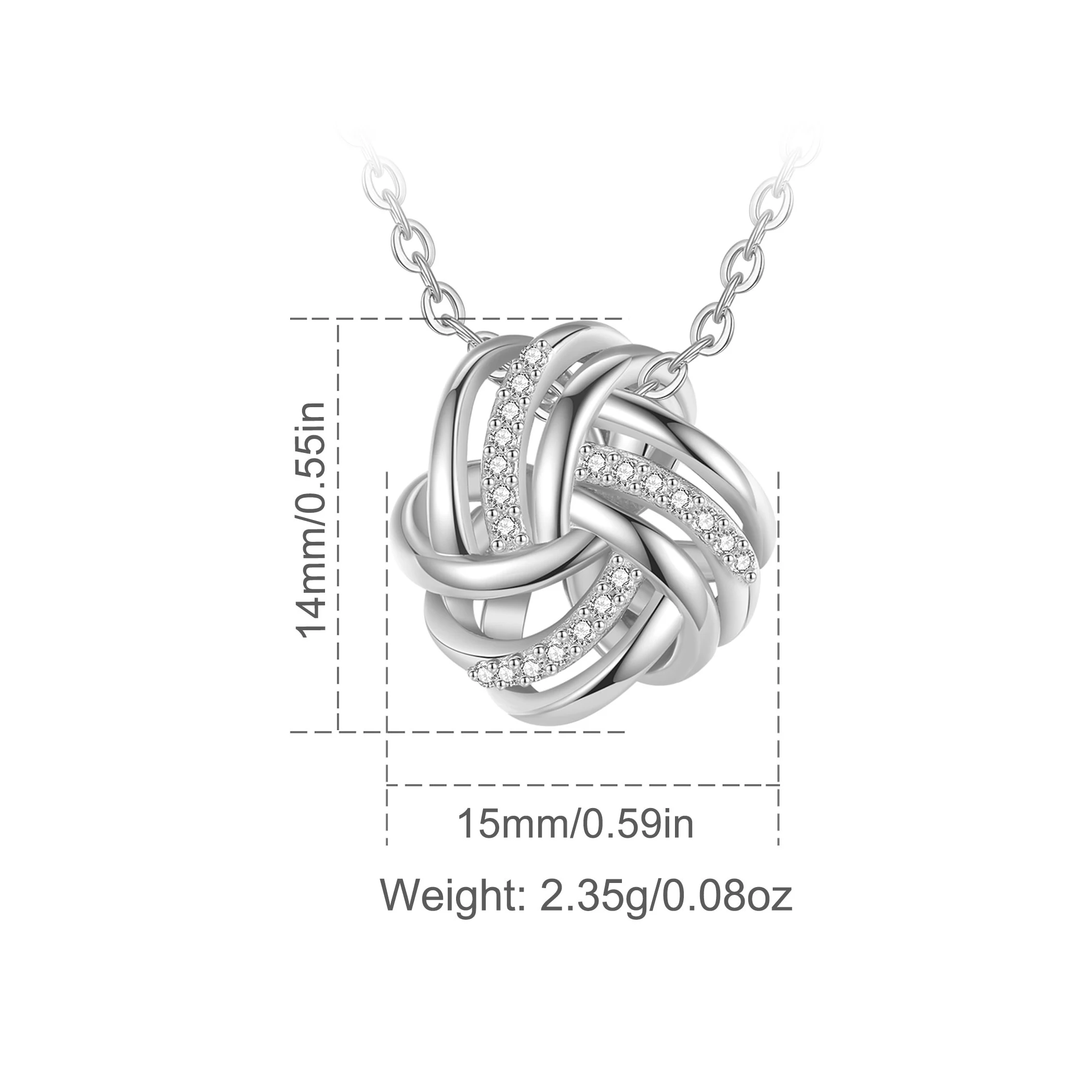 Eudora 925 Sterling Silver Infinity Celtic Knot Necklace Zirconia Tricolor Pendant Fashion Elegant Woman Jewelry Banquet Gift