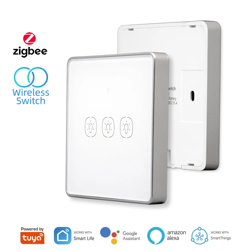 Tuya Zigbee Wireless Scene Switch 1 2 3 Gang Touch Light Switches Wall Sticker Power by Battery Smart Life App Control