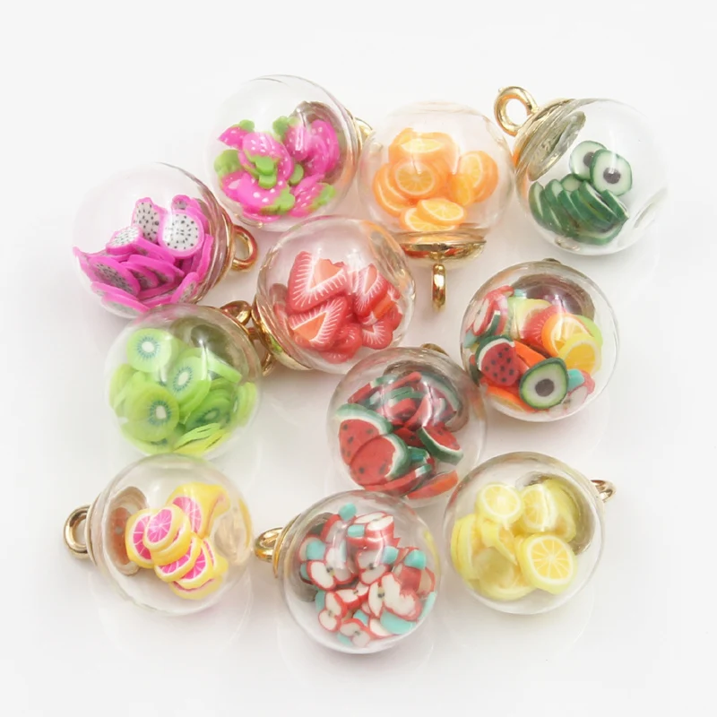 10pcs Charms Fruit Dried Flower Shiny Star Bubbles 16mm Glass Ball Pendant Making Finding Handmade DIY Crafts Earrings Necklace