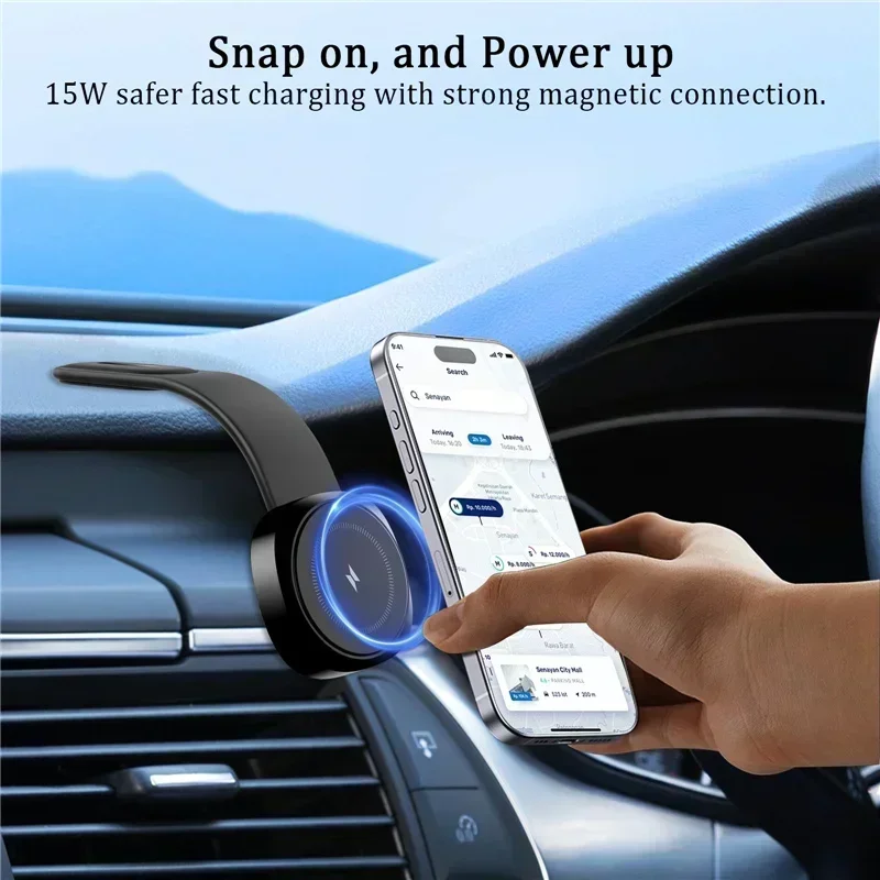 Car Magnetic Wireless Charger Adhesive Style Adjustable Dashboard Phone Chargers For Magsafe iPhone 16 15 14 13 12 Fast Charging
