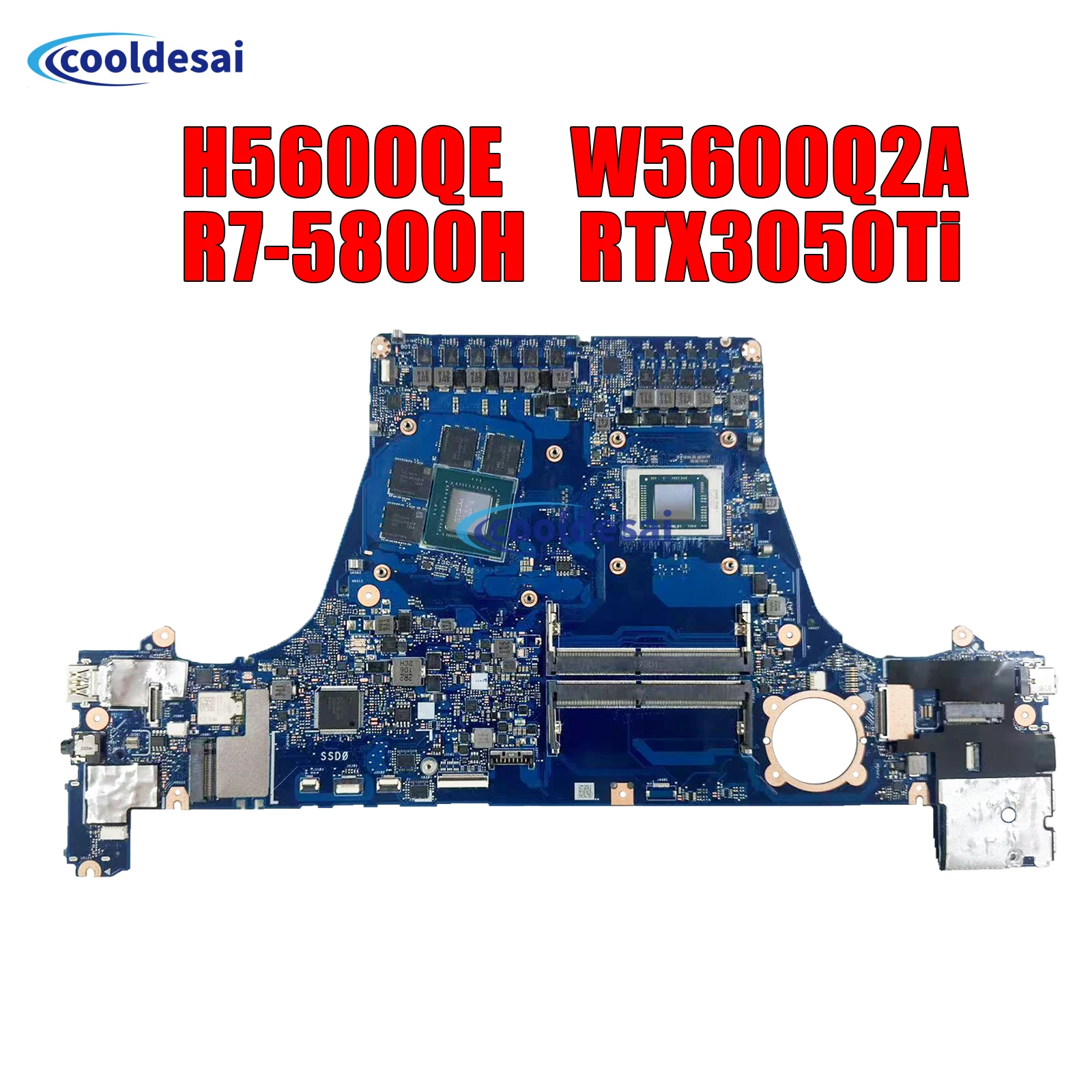 

Материнская плата для ноутбука Asus H5600QE H5600Q J5600QE W5600Q2A J5600Q2A. Процессор: R7-5800H GPU: RTX3050Ti 100% рабочий