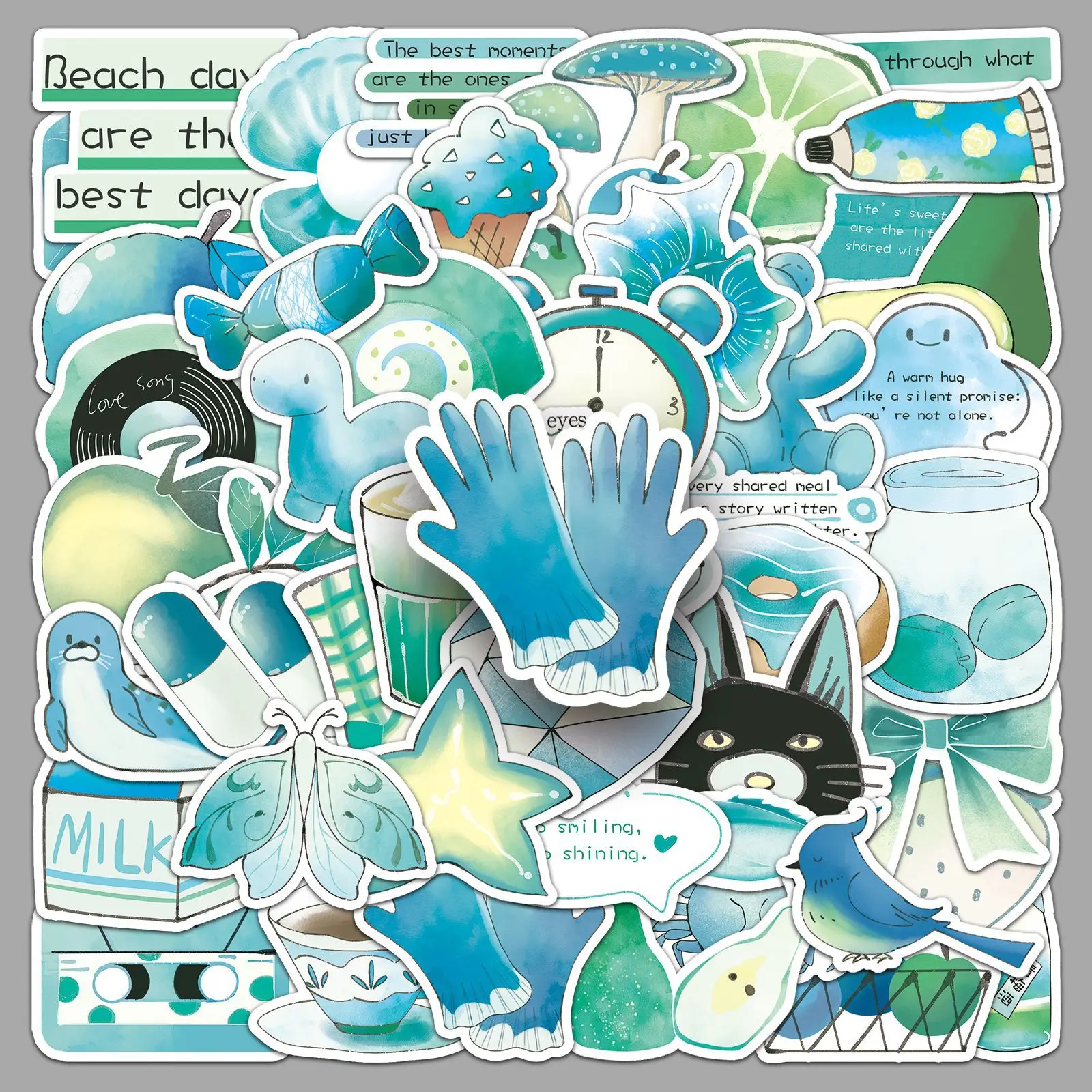 

50Pcs Hand Drawn Salt Series Small Fresh Stickers Cartoon Cute Creative Decorative Stickers DIY Guitar Phone Laptop Skateboard