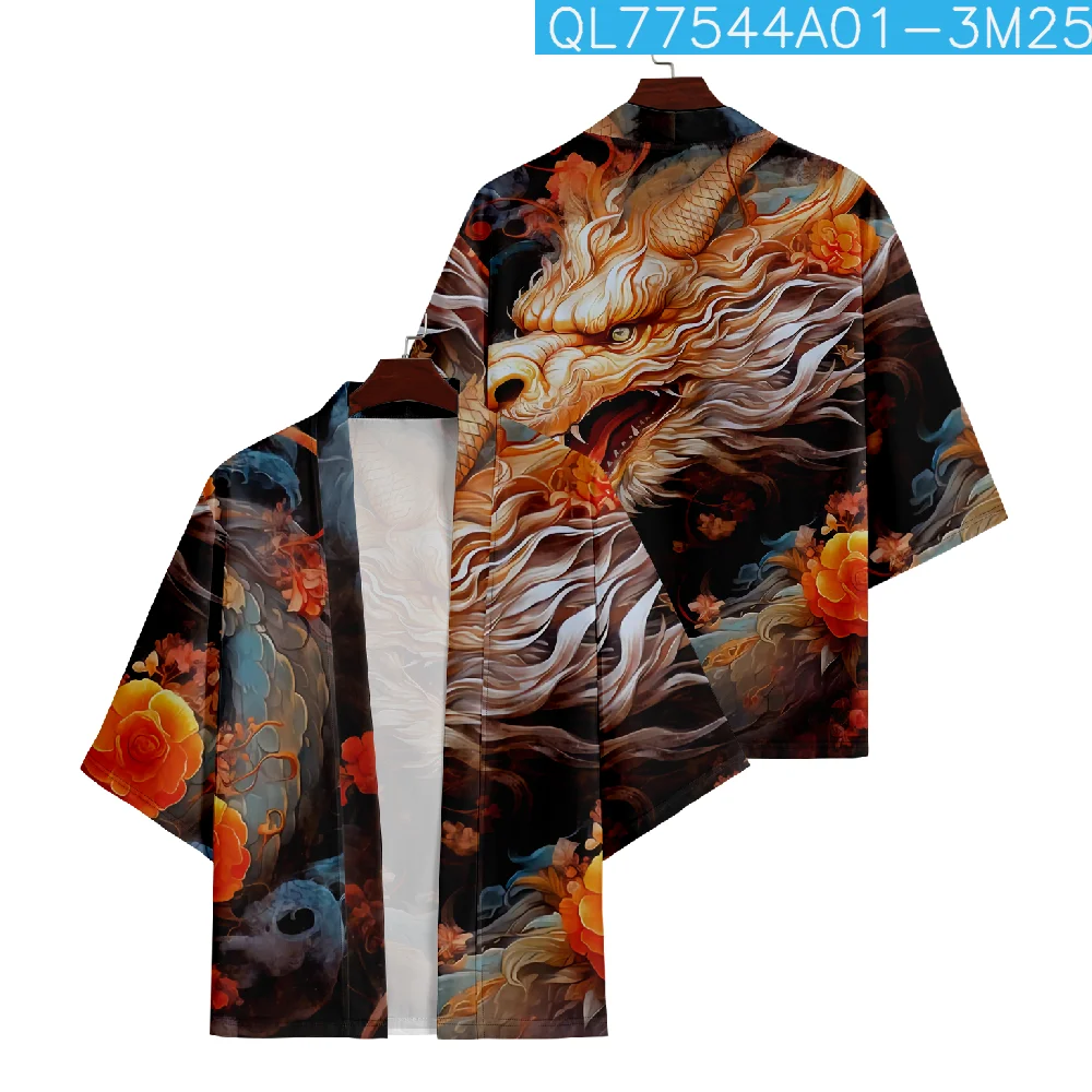 Chinese Stijl Drakenprint Shirt Kleding Traditionele Haori Kimono Vrouwen Mannen Aziatische Streetwear Vest Yukata Cosplay