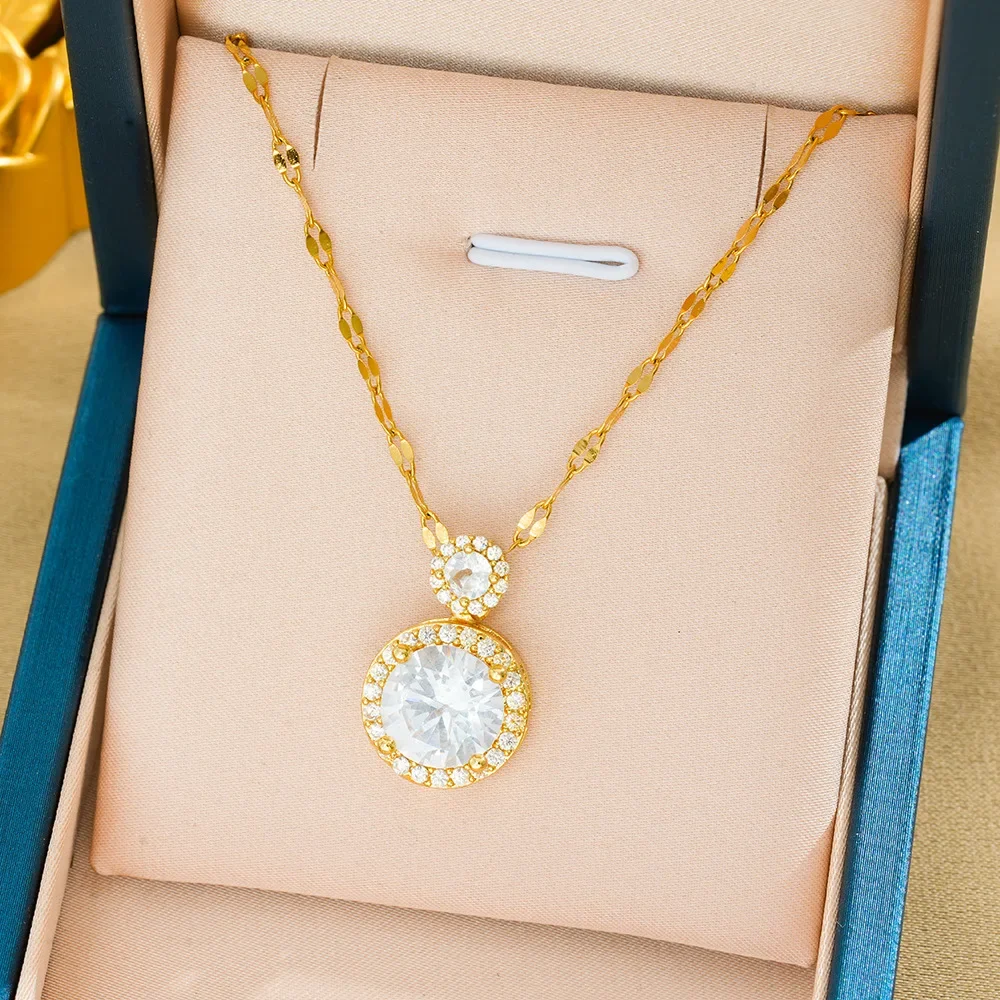 

Versatile and unique, popular collarbone chain, fashionable jade titanium steel women's necklace