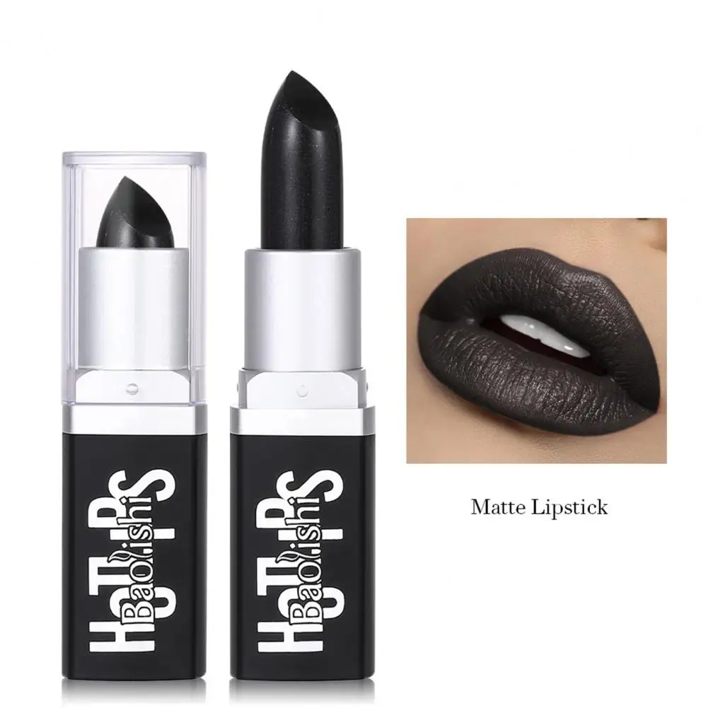 Frauen Lippen Make-up Werkzeuge langlebige wasserdichte schwarze Lippenstift matt perlmutt farben Antihaft nährt hoch für Halloween