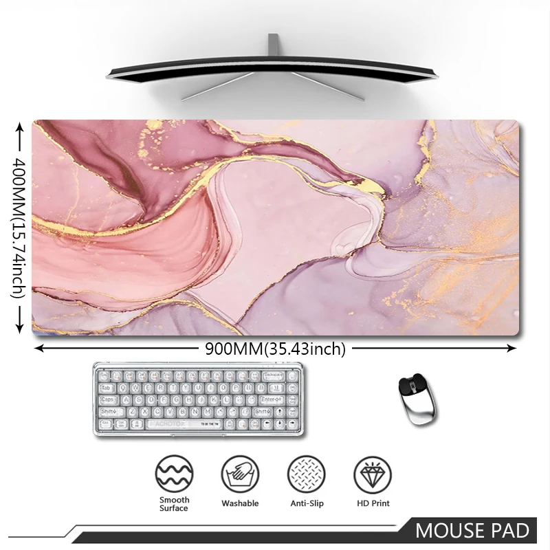 Mouse Pad De Mármore Colorido, Grande Original Mousepad, Mesa De Jogos Para Computador, Tapetes De Mesa, Notebook, Teclado, Tapete De Escritório, Almofada De Borracha