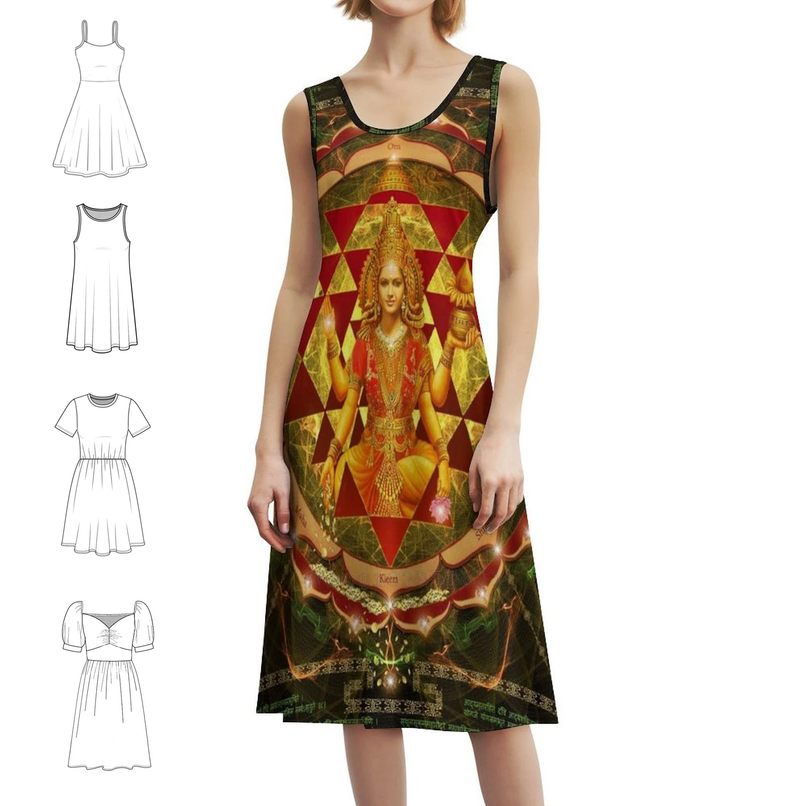 

Shri Yantra-Maha Lakshmi Ashtakam-Abundance Повседневное платье в корейском стиле для женщин Простые повседневные офисные женские платья Shreem Laxmi